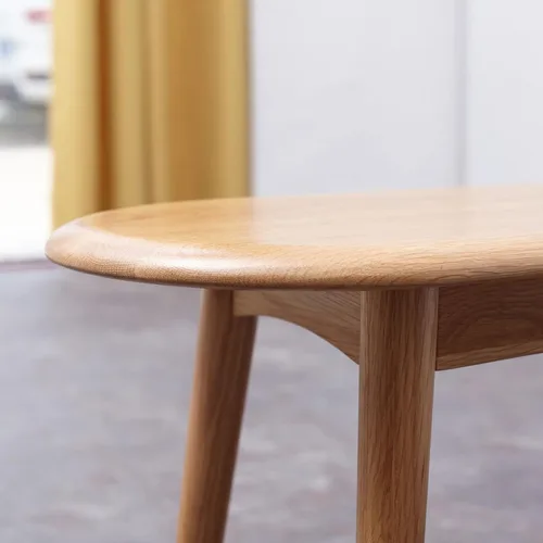 Vista 5 de Banco de comedor de madera de roble macizo, banco de acento con grano de madera para comedor, entrada, dormitorio