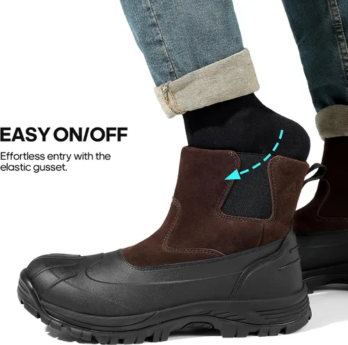 Vista 3 de NORTIV 8 Botas de nieve de invierno para hombre, impermeables, aisladas, sin cordones