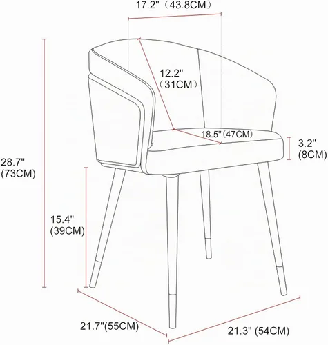 Vista 3 de ARTPLAN Silla de comedor moderna de mediados de siglo con nogal, silla tapizada de tela de eucalipto, reposabrazos retro con acento retro, patas
