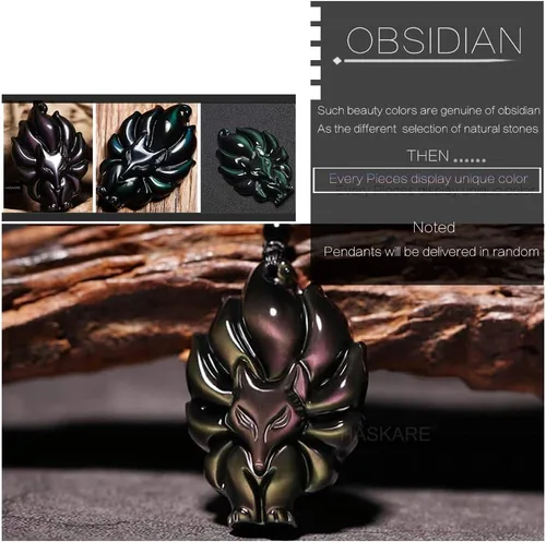 Vista 3 de HASKARE Collar curativo de obsidiana negra con colgante de piedra de energía natural ajustable
