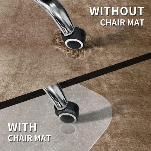 Vista 3 de Alfombrilla protectora para silla para suelo alfombrado con labio, protector de alfombra de PVC de 47 x 36 pulgadas para alfombras de pelo corto