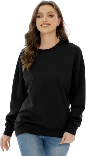 Vista 4 de CAMNOW Sudadera de gran tamaño con cuello redondo para mujer, ajuste holgado, sin capucha