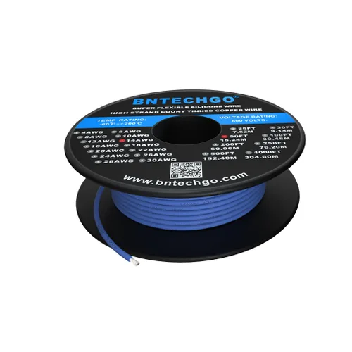 Vista 28 de BNTECHGO Carrete de alambre de silicona calibre 14 20 pies rojo y 20 pies negro flexible 14 AWG alambre de cobre estañado trenzado