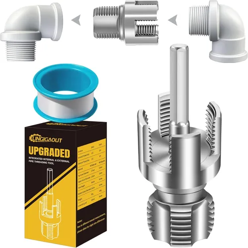 Vista 9 de Herramienta de roscado de tubería interna y externa, roscador de tubería de PVC, herramienta de roscado de tubería, matrices de 1/2'' y 3/4