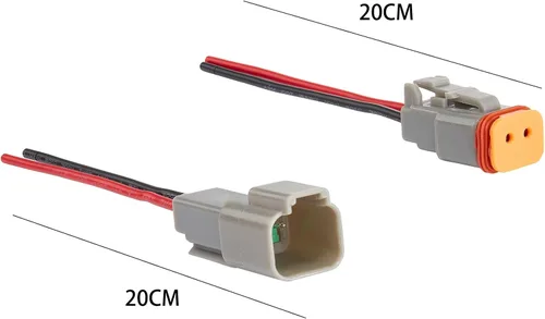 Vista 5 de Conector de cable eléctrico de 2 pines, 7.9 pulgadas, 16 AWG, macho hembra, impermeable, enchufe de desconexión rápida para automóvil, camión