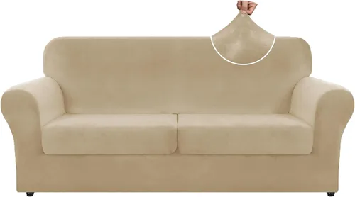 Vista 56 de ZNSAYOTX Fundas elásticas para silla de terciopelo de lujo con brazo, 2 piezas, para sala de estar, funda gruesa y suave, antideslizante, protector