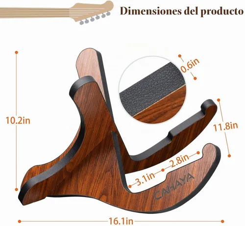 Vista 3 de CAHAYA Soporte de guitarra de madera universal plegable piso soporte para Marrón oscuro