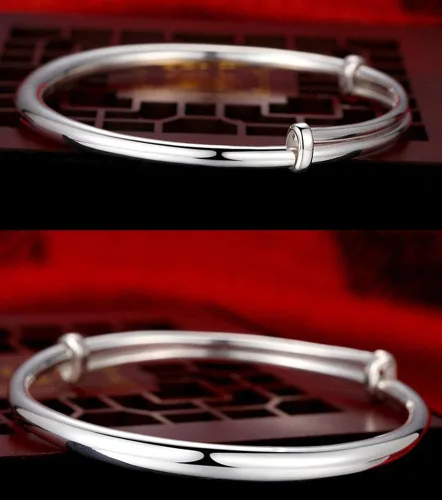 Vista 3 de 1 brazalete de plata de ley 925 sólida para mujer