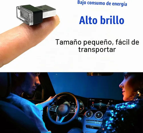 Vista 6 de 4 PCS Lámpara de Atmósfera Interior de Coche LED USB, Mini Luz Nocturna LED Portátil, Kit de Iluminación Ambiental de Maletero con Interfaz USB