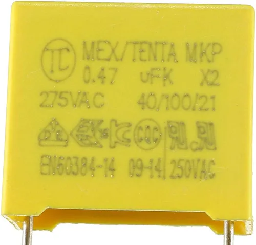 Vista 4 de uxcell Condensadores de seguridad Película de polipropileno 0.47uF 275VAC X2 MKP 5 Pcs