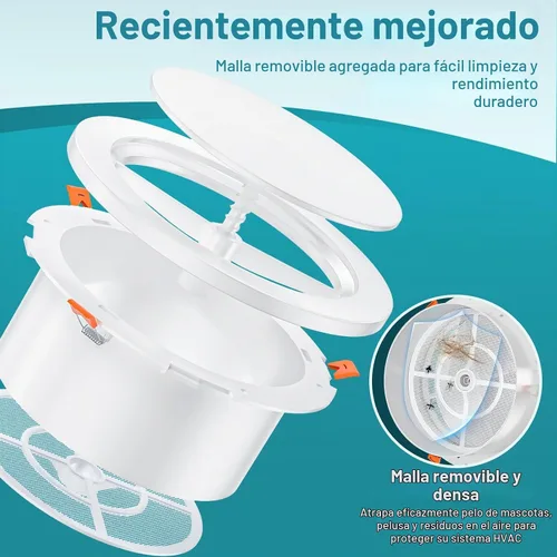 Vista 2 de HG Power - Difusor de techo de 10.1 cm con rejilla de ventilación redonda de ABS, panel ajustable y pantalla de malla extraíble, con diseño de clip