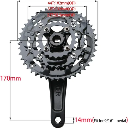 Vista 7 de 9S 9speed 22 32 44T 6.693 in longitud de manivela MTB Mountain Bike Chainset 104BCD 64BCD fácil de modificar conjunto de manivela simple