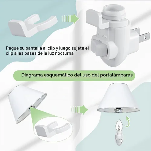 Vista 5 de Tuanse 10 juegos de módulo de luz nocturna enchufable Módulo de luz nocturna con base y pantalla Clip de montaje Base giratoria de plástico