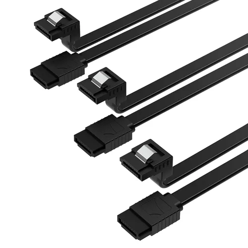 Vista 8 de SABRENT Cable de datos SATA III (6 Gbit/s) en ángulo recto con pestillo de bloqueo para unidades HDD/SSD/CD y DVD