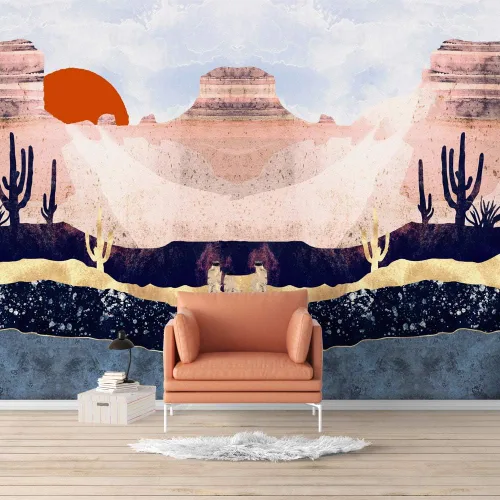 Vista 24 de SIGNFORD - Mural de pared de estilo nórdico con papel tapiz de paisaje natural extraíble para dormitorio o sala de estar.