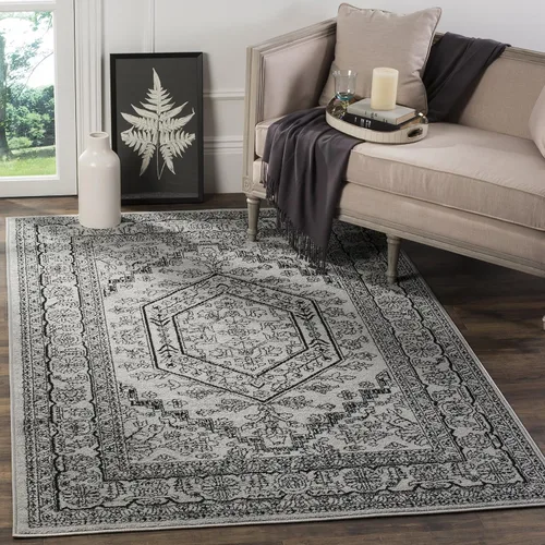 Vista 122 de SAFAVIEH ADR108B - Tapete de la colección Adirondack, 2 pies 1 pulgada x 6 pies, marfil y plateado, diseño de medallón oriental, no desprende
