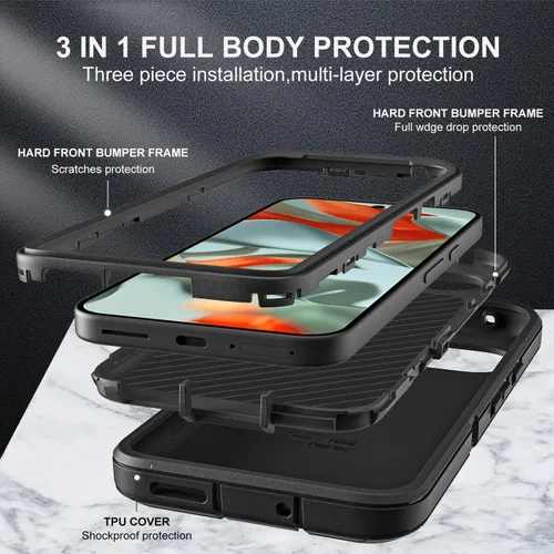 Vista 4 de YKHJKLEC Funda para Google Pixel 10 Pro XL, grado militar 3 en 1, resistente a prueba de golpes, caídas y polvo, con 2 protectores de pantalla
