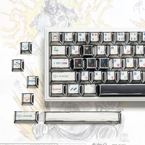 Vista 12 de Cherry Profile Custom Keycaps, juego de PBT con diseño de corazón, 130 piezas, color negro PBT Keycap Set with Dye Sublimation, Side Printed Key