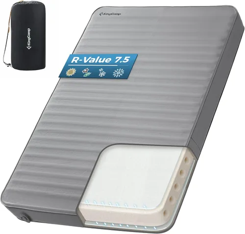Vista 9 de KingCamp PREMIUM SINGLE - Colchoneta de dormir autoinflable, colchón de aire y espuma de valor R 7.5, almohadilla de dormir aislada de 3 pulgadas
