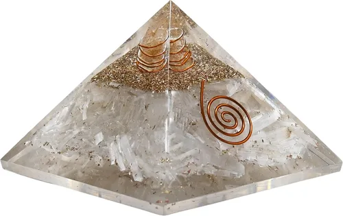 Vista 8 de Pirámide de orgón con cristal de angelita y punta de cuarzo de bobina curativa, piedras curativas naturales, generador de energía de orgonita