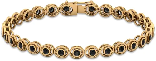 Vista 4 de Juego de bisel de 2 quilates pulsera unisex con forma redonda de ónix negro calidad AAA oro sólido de 14 quilates