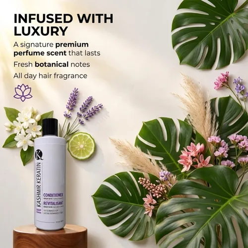 Vista 4 de Kashmir Keratin Acondicionador profundo para cabello graso y dañado sin sulfatos y parabenos (8 onzas líquidas)