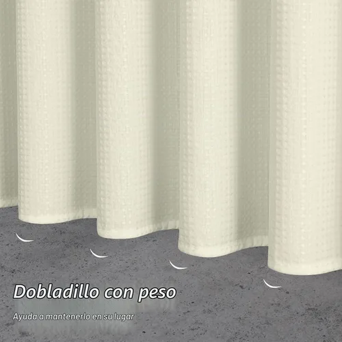 Vista 4 de MitoVilla Cortina de ducha de tela texturizada ponderada de lujo beige, 72 Marfil