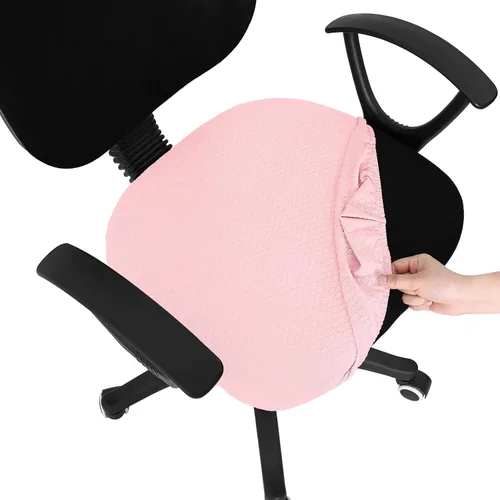 Vista 33 de Smiry Fundas de asiento de silla de computadora de oficina, de jacquard elástico, extraíbles, lavables, antipolvo, protectores de cojín para silla