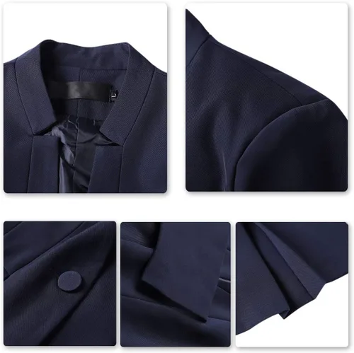 Vista 13 de YUNCLOS Conjunto de chaqueta y pantalones de 1 botón para mujer