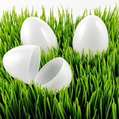 Vista 4 de BestPysanky 12 huevos de Pascua de plástico blanco