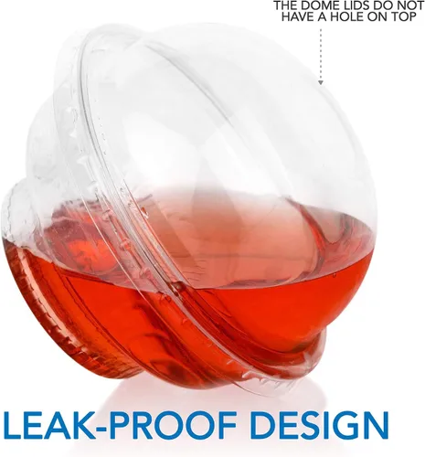 Vista 3 de Mini tazas de plástico transparente para postre con tapas de 5 onzas (juego de 50) taza de parfait desechable pequeña, tapa de cúpula, sin agujero
