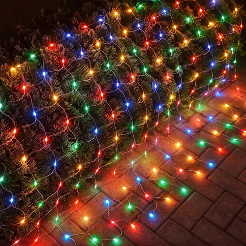 Vista 11 de Dazzle Bright 200 luces LED de red de Halloween, 9.8 pies x 6.6 pies, luces de malla conectables de alambre transparente con 8 modos de iluminación