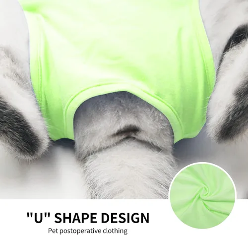 Vista 4 de Mameluco de gatito, traje de recuperación para gatos para heridas abdominales o enfermedades de la piel, después de una cirugía, usa heridas