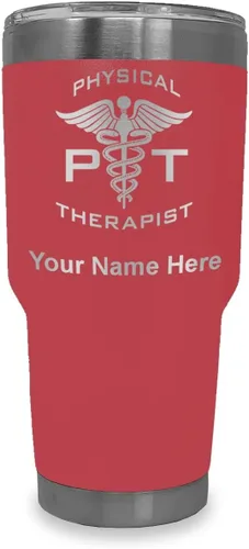 Vista 23 de LaserGram PT Physical Therapeut, vaso aislado al vacío de 20 onzas, grabado personalizado incluido (negro)
