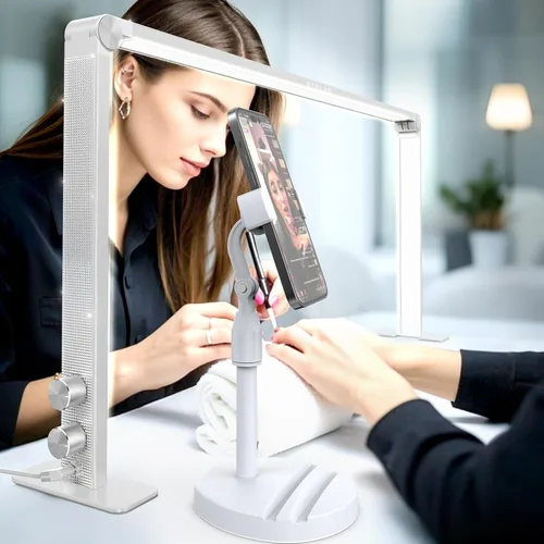 Vista 9 de STOLAS Nail Tech - Lámpara de manicura LED regulable de 4000 K-6000 K, luz de escritorio para tecnología de uñas, color plateado