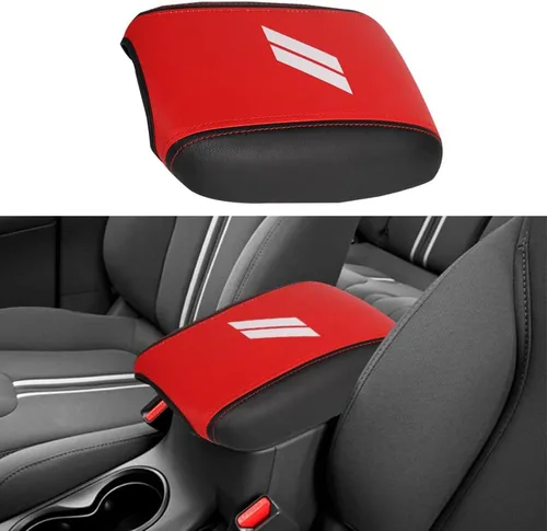 Vista 43 de Funda para el reposabrazos de la consola central, de piel, antiarañazos, de protección, accesorios de decoración interior, para Tesla Model 3 Negro