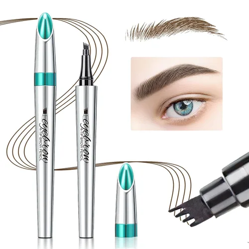 Vista 13 de Lápiz de cejas Microblading de 4 puntos para levantar cejas y arrebatar, maquillaje de ojos de larga duración, impermeable, cabello natural