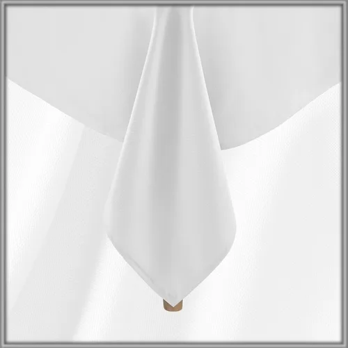 Vista 4 de Lann's Linens - Mantel rectangular de tela de poliéster de primera calidad para bodas, banquetes y restaurantes Blanco