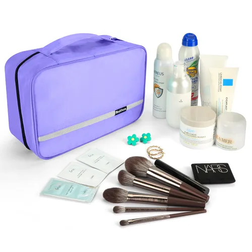 Vista 5 de Neceser de viaje para mujer hombre morado y gris