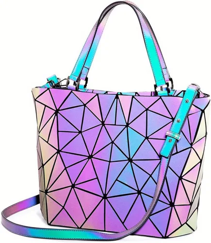 Vista 10 de Handbags Womens Geometric Luminous Purse bags Ladies Top Handle Satchel Bags 1108-5#Luminous