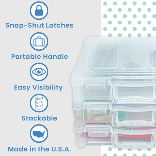 Vista 4 de ArtBin 6913ZZ Organizador portátil de arte y manualidades de 12 x 12 pulgadas con asa, paquete de 3, [3] cajas de almacenamiento de plástico