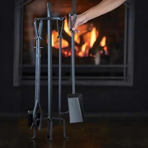 Vista 9 de Uniflame, F-1183 Olde World - Juego de 5 herramientas para chimenea con acabado de hierro con asas de bucle Loop Handles