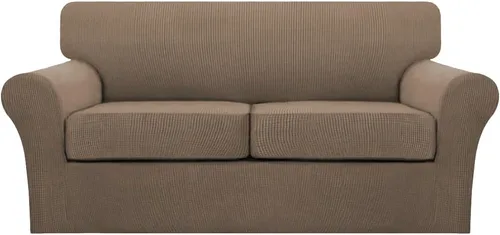 Vista 66 de Turquoize 2 fundas para sillas de sala de estar, funda de sofá con fundas de cojín individuales, funda de muebles para sillas (silla, beige biscotti)