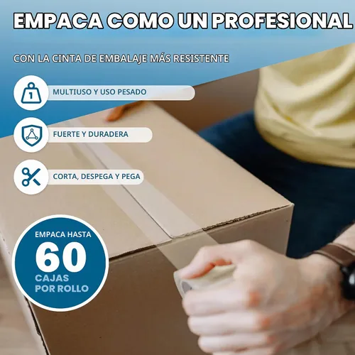 Vista 5 de Cinta de embalaje de alta calidad de 2.0 mil de 3 pulgadas x 110 yardas (24 rollos) – Cinta de embalaje transparente para envío, cinta adhesiva