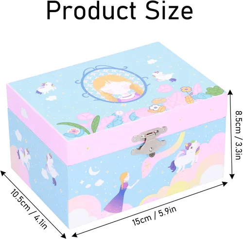 Vista 7 de QIMIT Caja de almacenamiento de joyería de música, simple y elegante, portátil, de color brillante, caja de joyería musical para el hogar