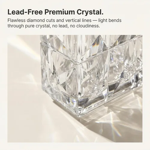 Vista 3 de Clear Crystal Flower Vase Heavyweight Glass Centerpiece Modern Rectangular Decorative Vases for Living Room Minimalist Home Decor Securely Packaged