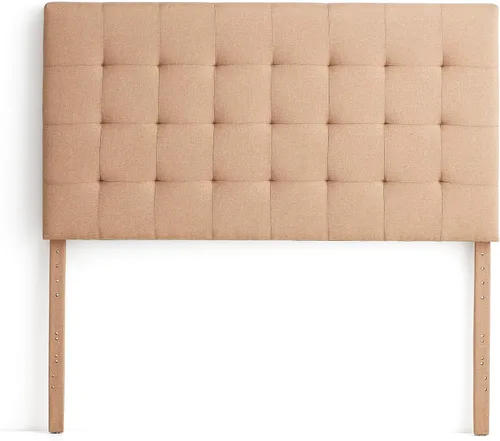 Vista 3 de Lucid Cabecera tapizada rectangular cuadrada, tamaño matrimonial/matrimonial XL, color beige