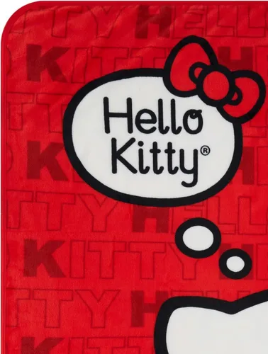 Vista 3 de Sanrio - Manta de felpa suave con texto en inglés «Hello Kitty», de 46 x 60 pulgadas, para cama y sofá