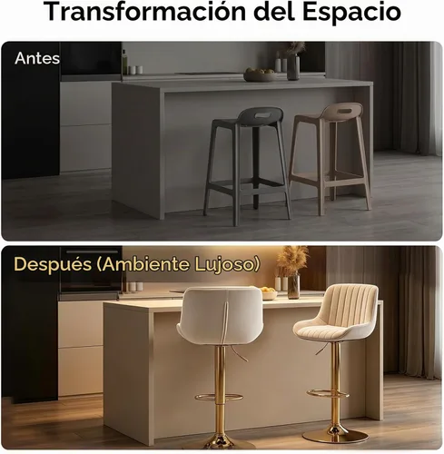 Vista 5 de ECHINGLE Juego de 2 taburetes de bar de terciopelo, taburetes de bar giratorios de altura de mostrador con respaldo y altura ajustable, modernos