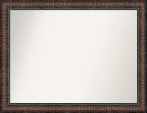 Vista 64 de Amanti Art Espejo de baño marrón para sobre el fregadero, 24 x 24 pulgadas, espejo de tocador cuadrado marrón Caleb, marco de madera rústica